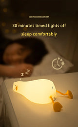 Duck Rechargeable LED Night Light Pat Silicone Lamp Bedside Nightlight Animals - Tophatter Daily Deals