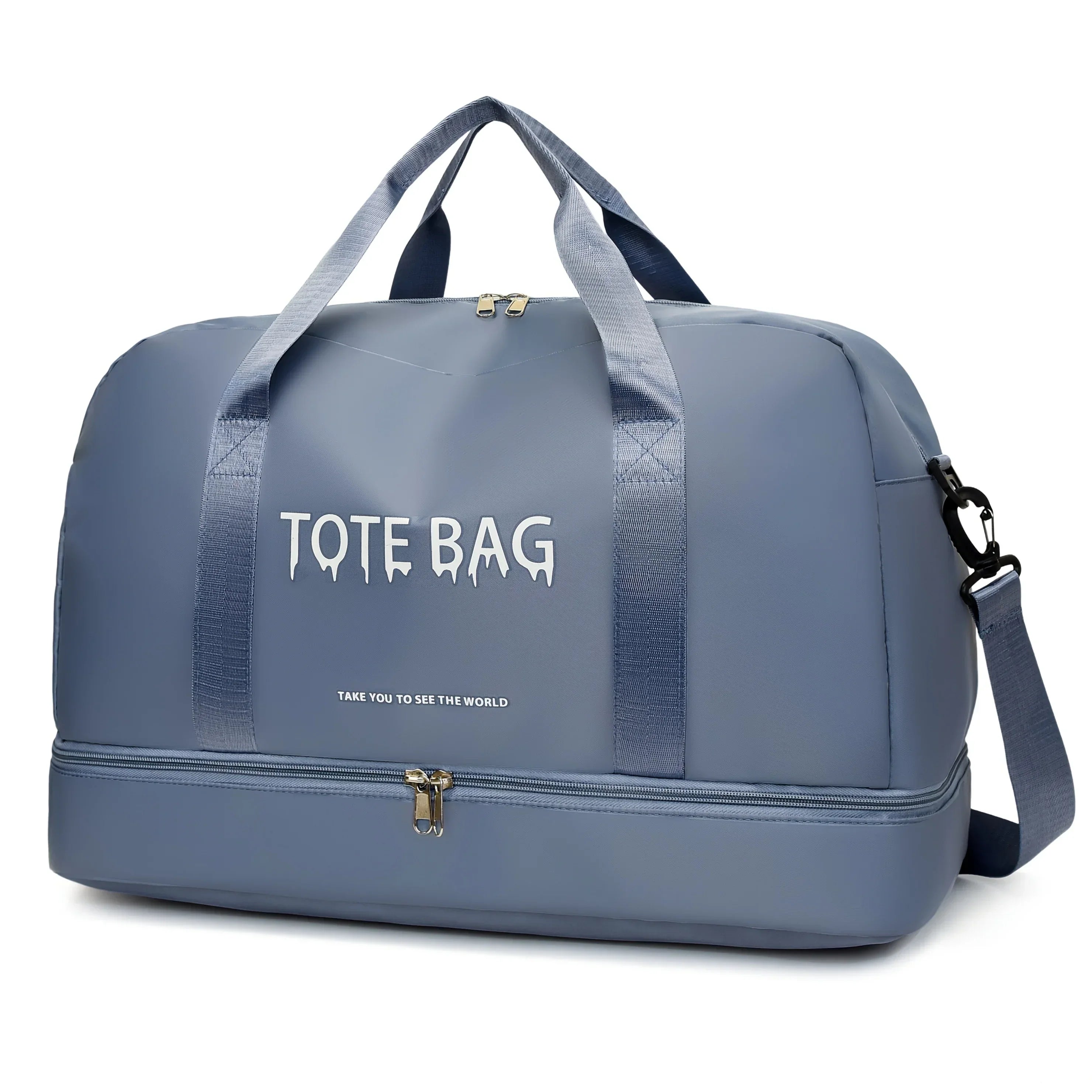 Travel Duffle Bag with Shoe Compartment & Strap (Blue) Luggage & Bags > Duffel Bags - Tophatter Daily Deals