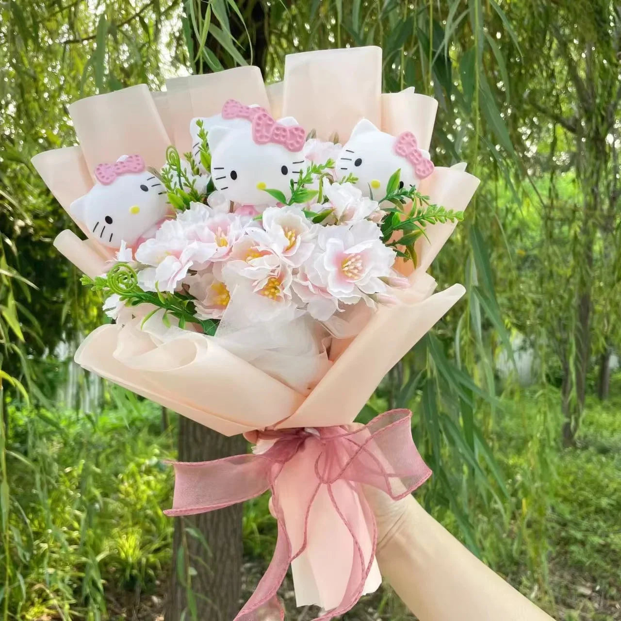 Sanrio Hello Kitty Plush Bouquet Flowers Peachy Pink Flowers - Tophatter Daily Deals