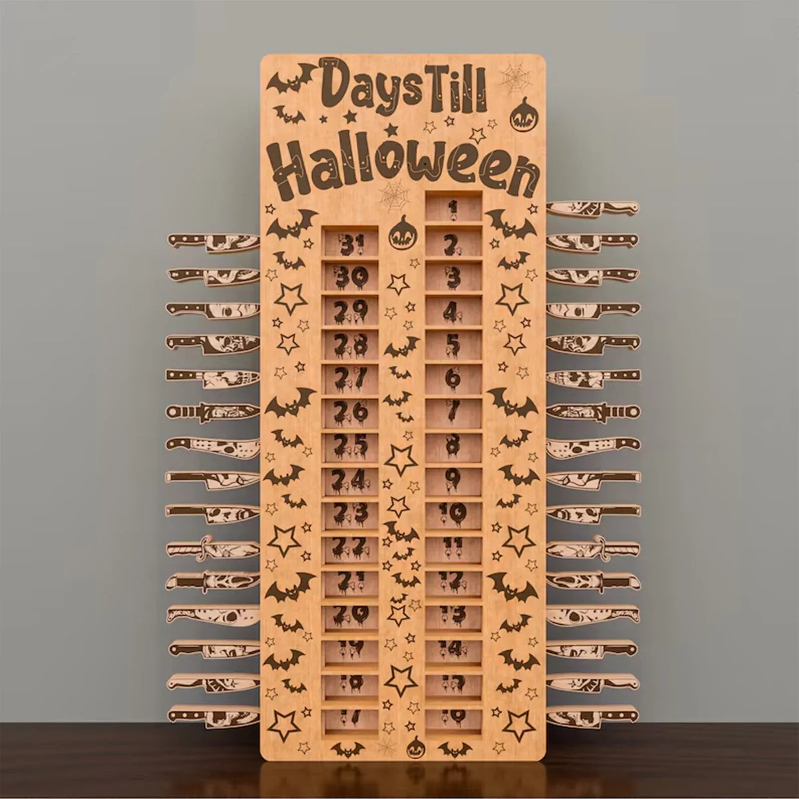 Wooden Halloween Advent Calendar 31 Day Countdown Craft - Tophatter Daily Deals