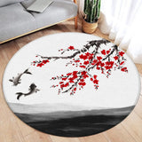 Koi Fish Round Rug Japanese Water Ink Floor Decor Serene DD- 27SE - Tophatter Daily Deals