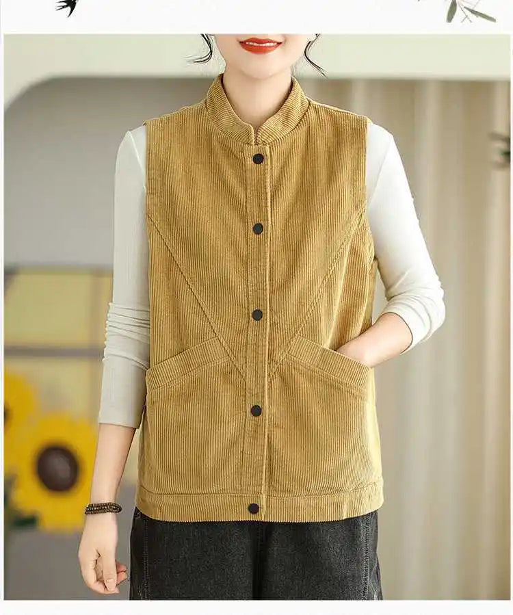 Soft Women's Corduroy Vest - Relaxed Sleeveless, Velvet - Tophatter Daily Deals