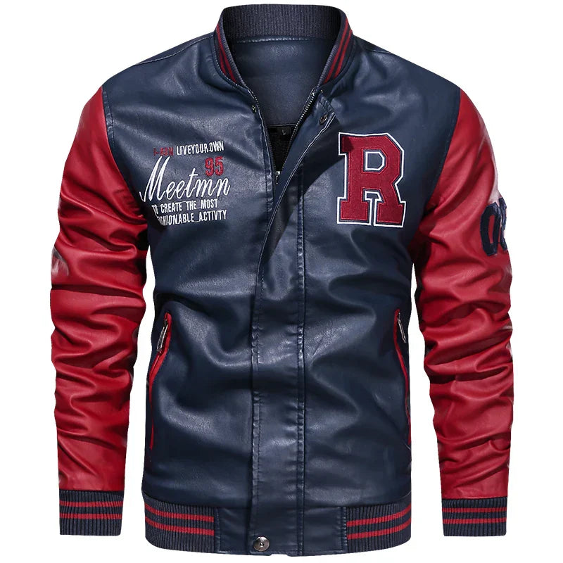 Men's PU Leather Moto Jacket (Blue) Apparel & Accessories > Clothing > Outerwear > Motorcycle Outerwear - Tophatter Daily Deals