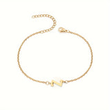 Initial Letter Bead Bracelet Thin Chain Minimalist Elegant Z - Tophatter Daily Deals