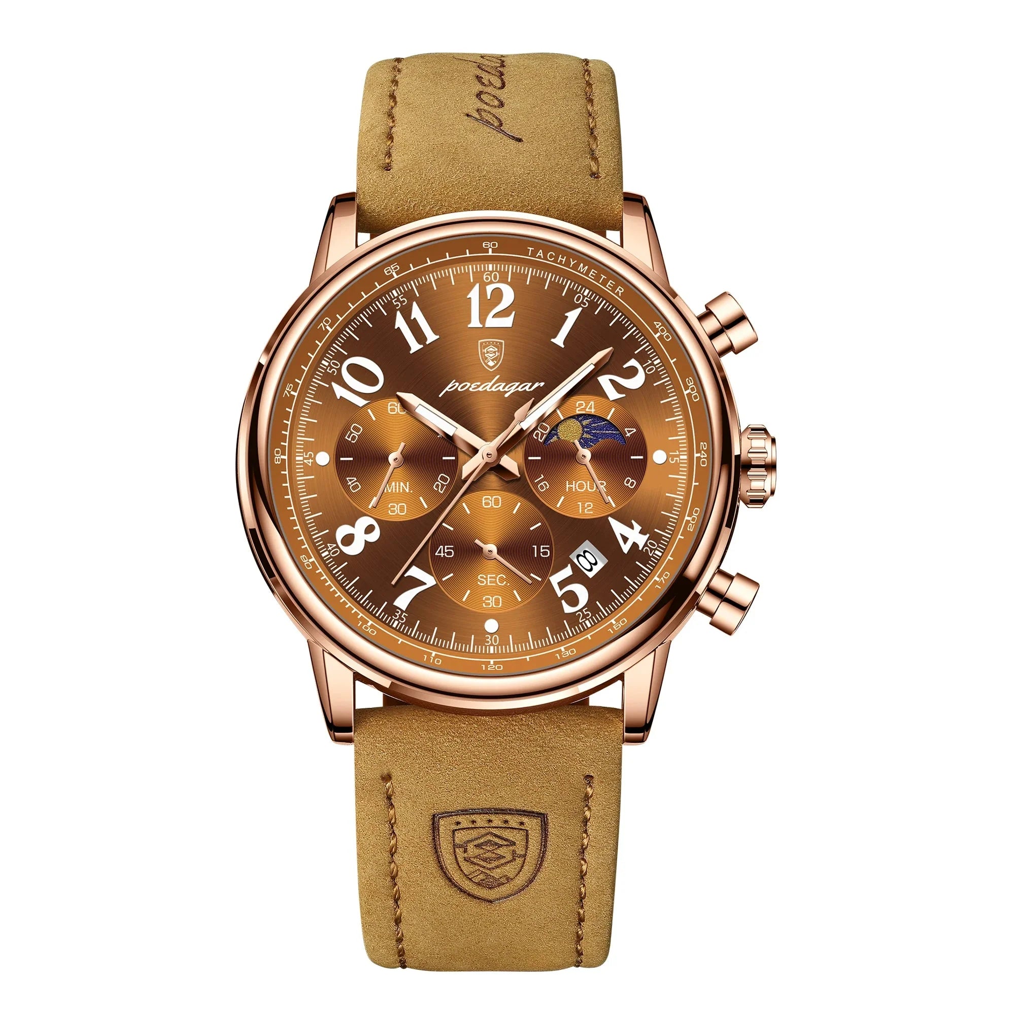 Military Chronograph Watch Nylon Strap Waterproof Fall 2025 808 RoseGold BrownL - Tophatter Daily Deals