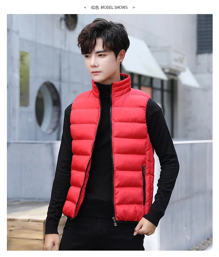 Insulating Men's Puffer Vest - Quilted Cotton Blend, Winter - Tophatter Daily Deals