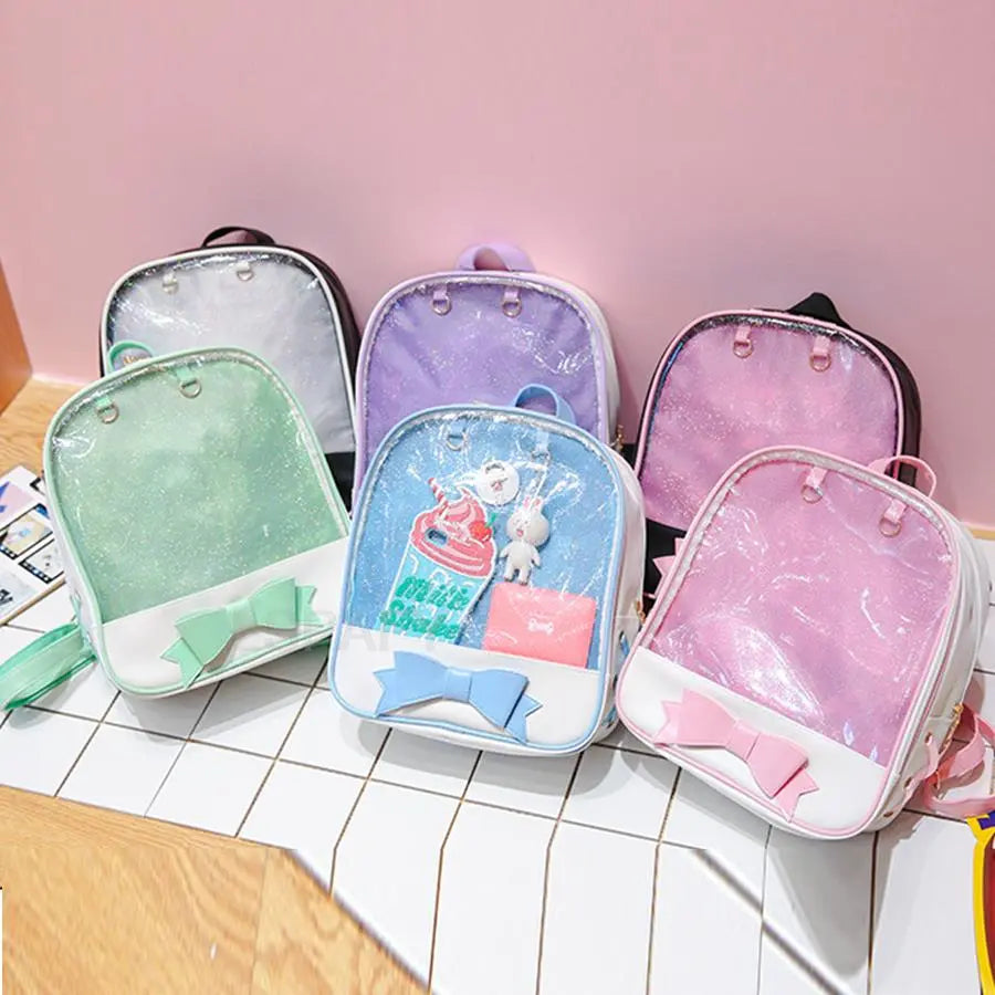 Clear Transparent Bow School Backpack Rucksack Japanese School Mythical - Tophatter Daily Deals