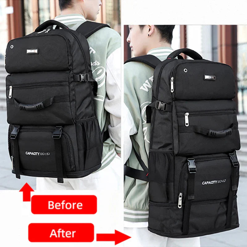 90L Large-Capacity Hiking Travel Backpack Black Backpacks - Tophatter Daily Deals