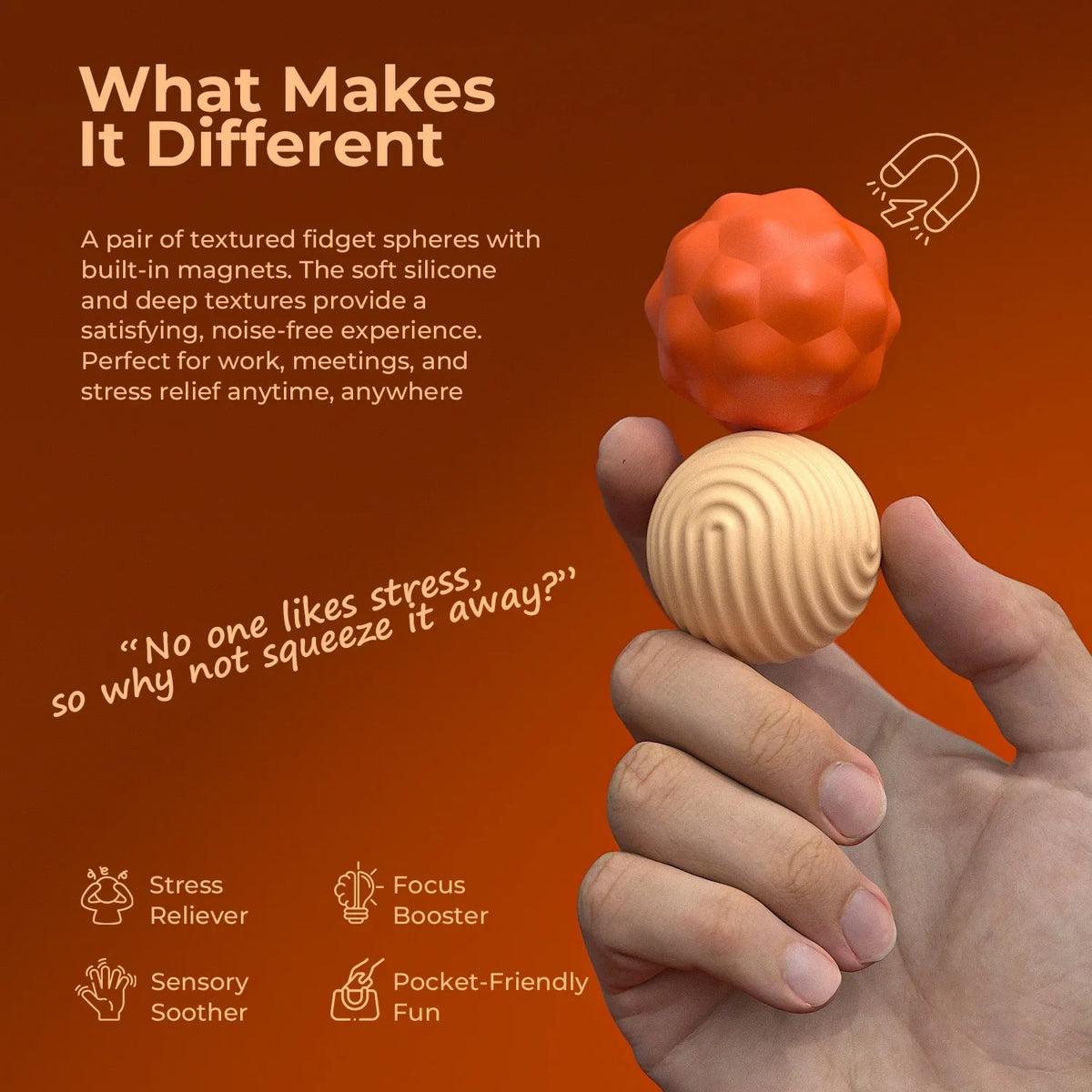 Magnetic Ball Fidget Toy Silicone Sensory Stress Relief - Tophatter Daily Deals