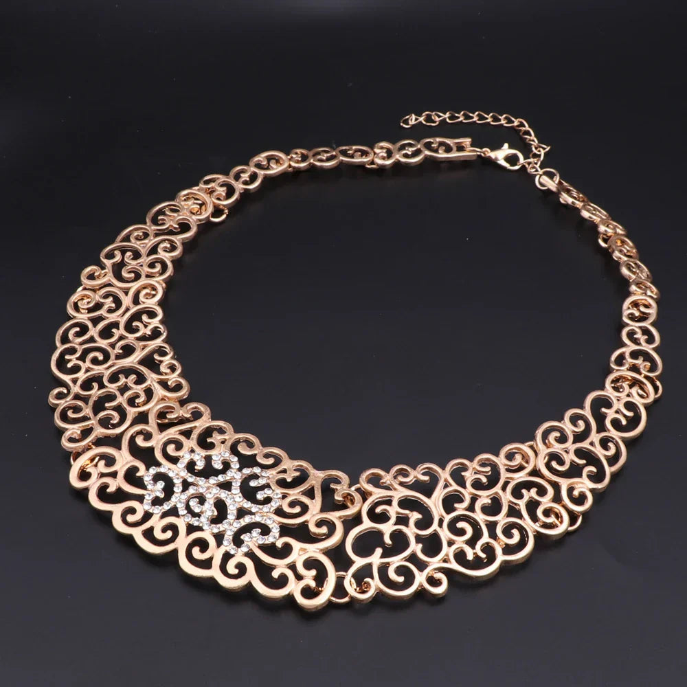 Jewelry Set Necklace Earrings Ring Bracelet (Gold) Apparel & Accessories > Jewelry > Jewelry Sets - Tophatter Daily Deals