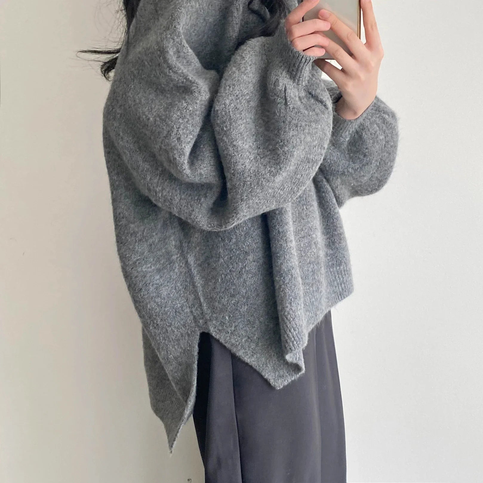 Oversized Cozy Women's Pullover - O Neck, Knit, Office Wear - Tophatter Daily Deals