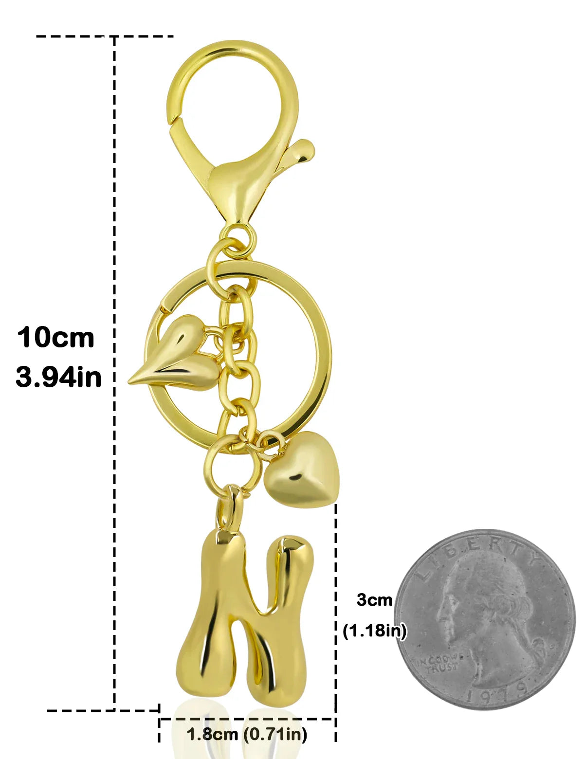 Personalized Keychain Gold Bubble Letter Bag Charm Gift N - Tophatter Daily Deals