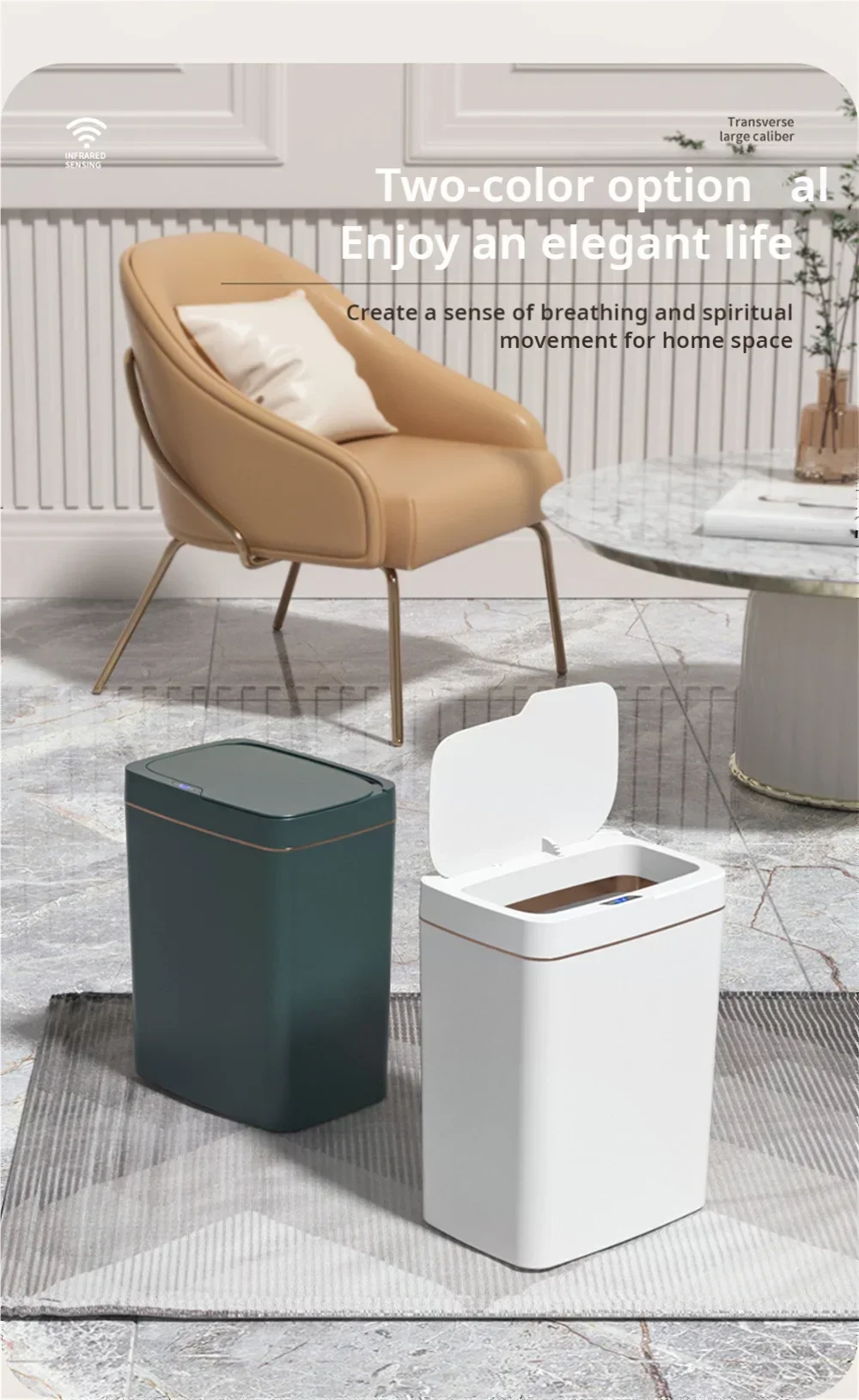 Touchless Smart Sensor Trash Can 15L Waterproof Automatic - Tophatter Daily Deals