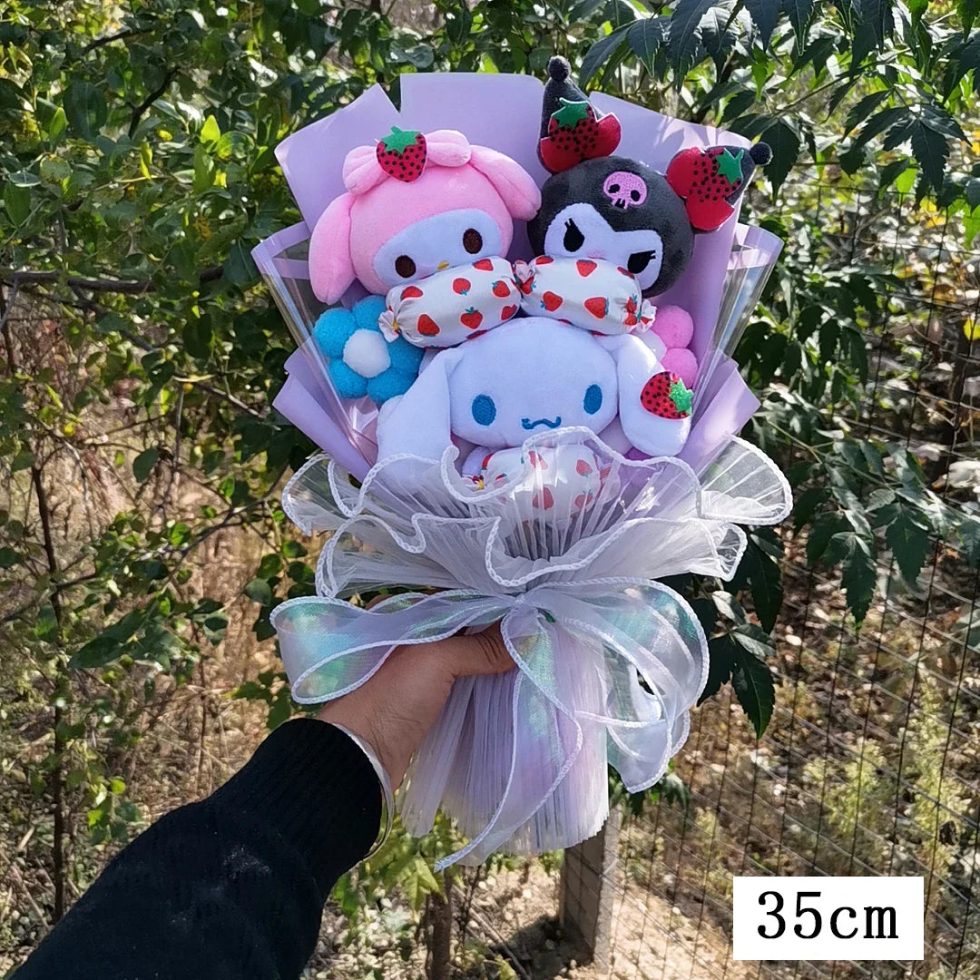 Sanrio Kuromi My Melody Hello Kitty Cinnamoroll Plush Bouquet Sanrio Friends (Lilac) Flowers - Tophatter Daily Deals