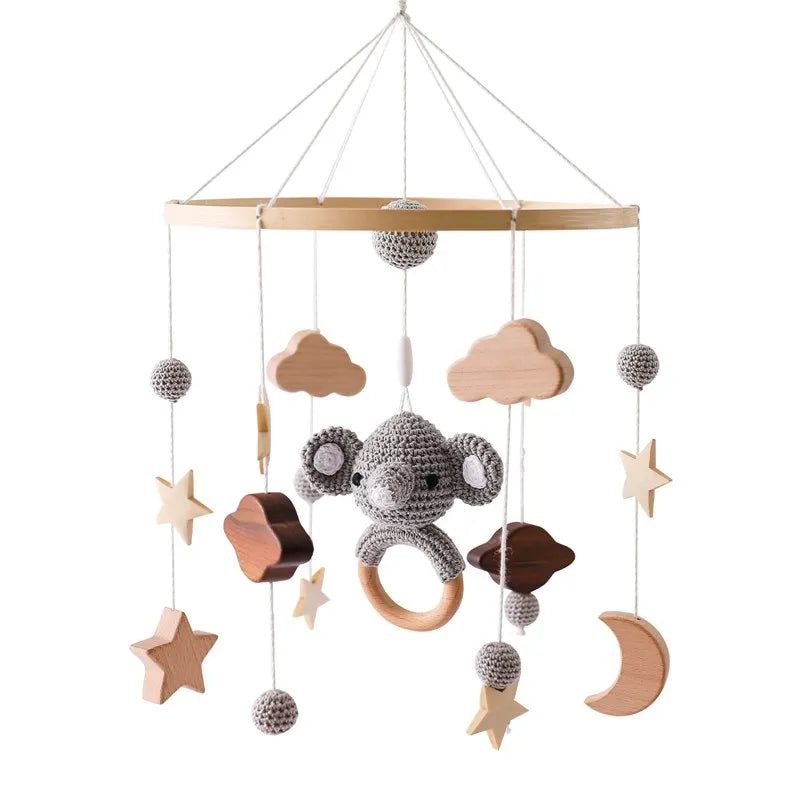 Wooden Baby Mobile With Music Box Newborn Sensory Toys elephant - Tophatter Daily Deals