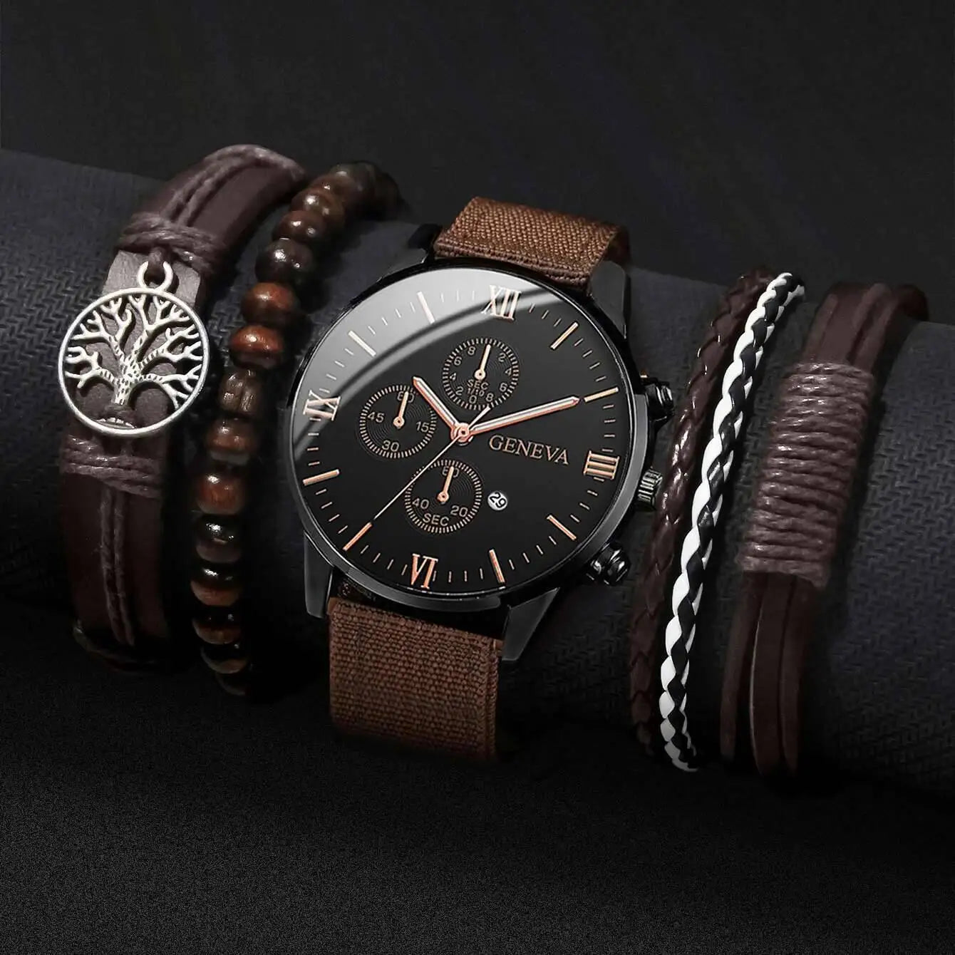 Quartz Watch And Bracelet Set Nylon Band Casual Gift - Tophatter Daily Deals