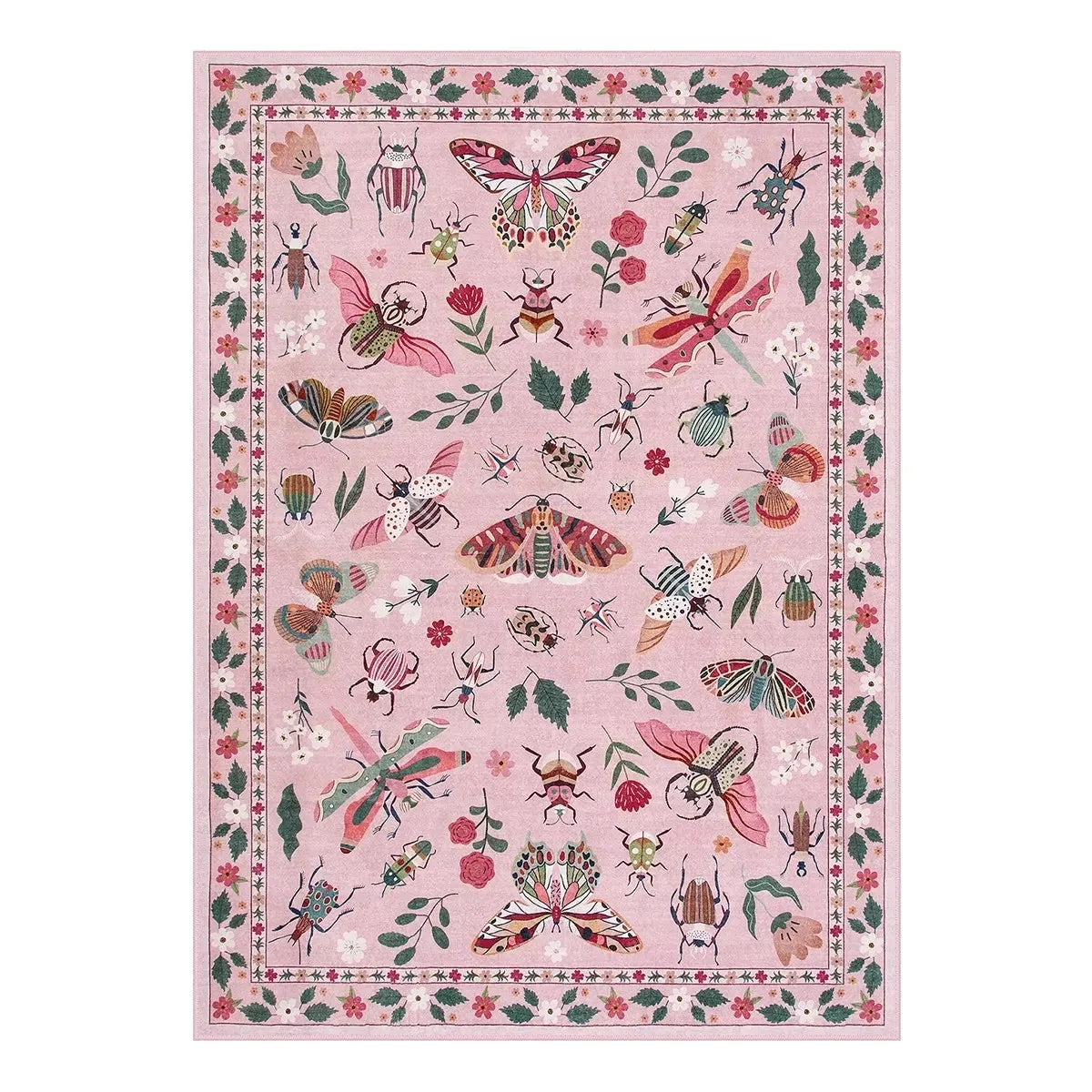 Insect Print Area Rug Teal Washable Non Slip Living Room 3 - Tophatter Daily Deals