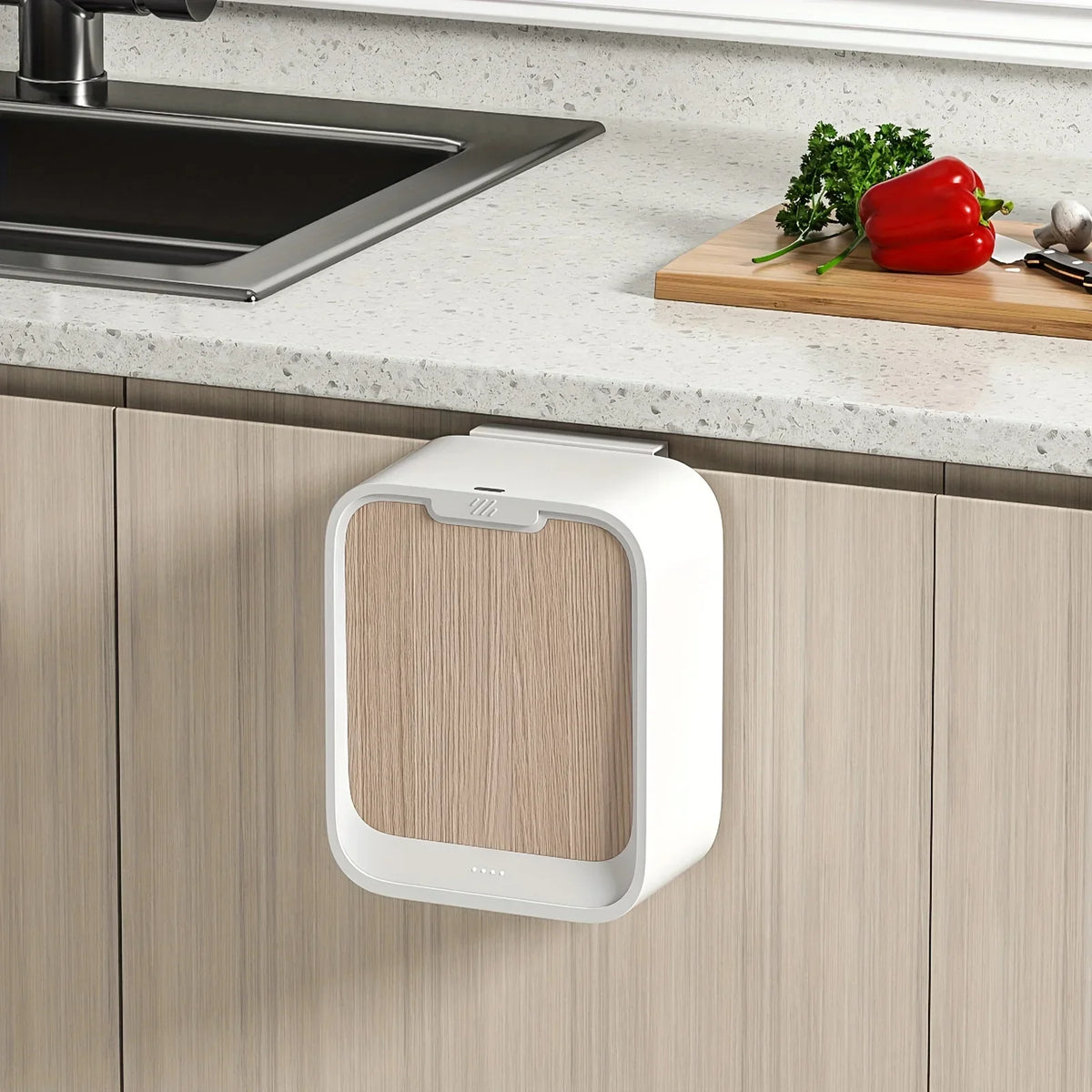 Motion Sensor Trash Can Hanging Bin For Cabinet Door Natural - Tophatter Daily Deals