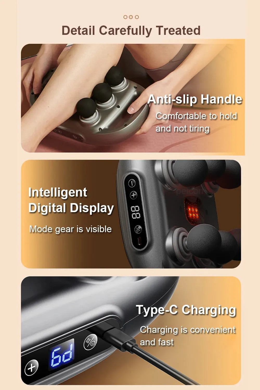 Fascia Gun Muscle Massager Gun High Frequency Back Waist Massage Machine Six-head Body Shoulder Professional Fascia Massage Gun - Tophatter Daily Deals