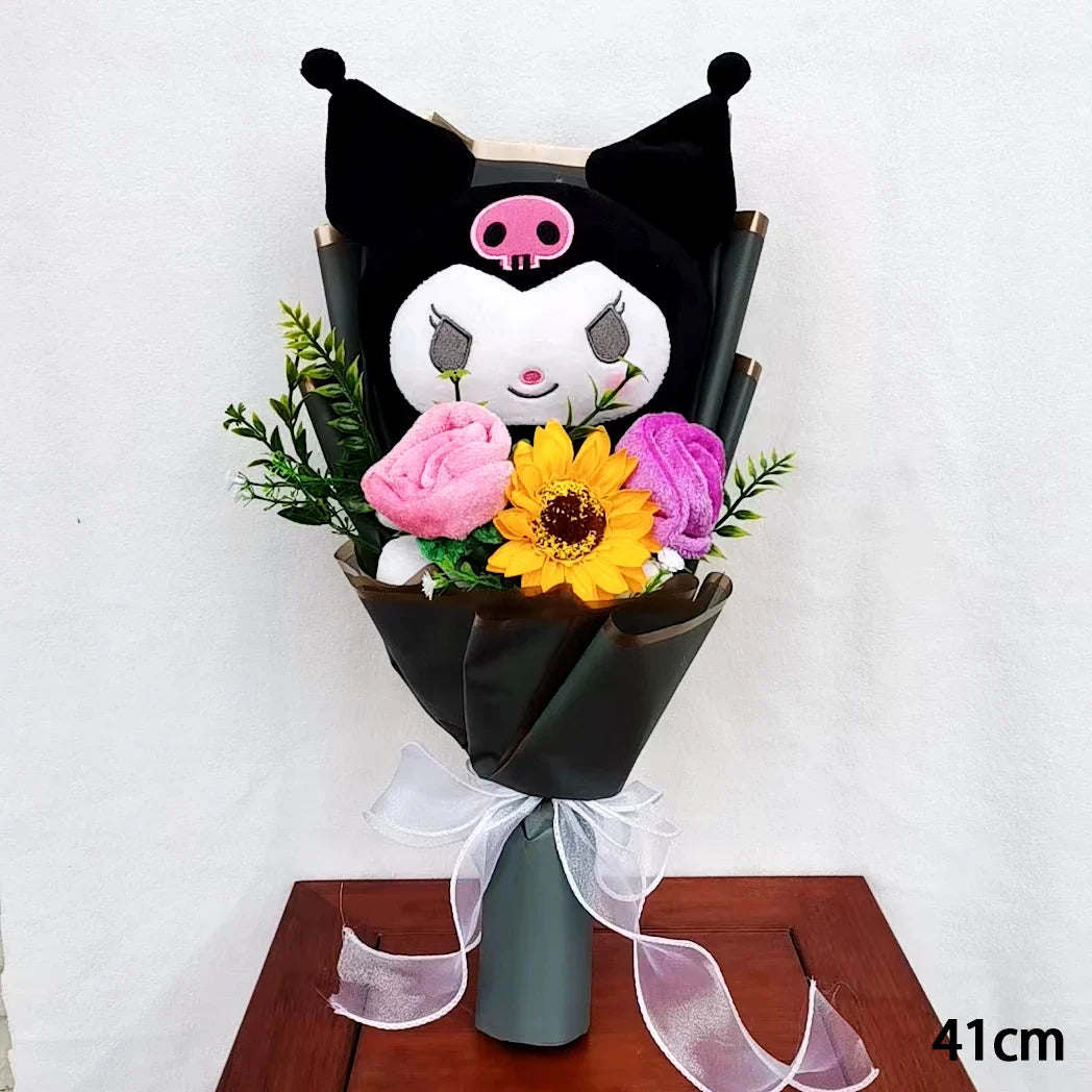 Sanrio Kuromi My Melody Hello Kitty Cinnamoroll Plush Bouquet Kuromi (Black x Pink) Flowers - Tophatter Daily Deals