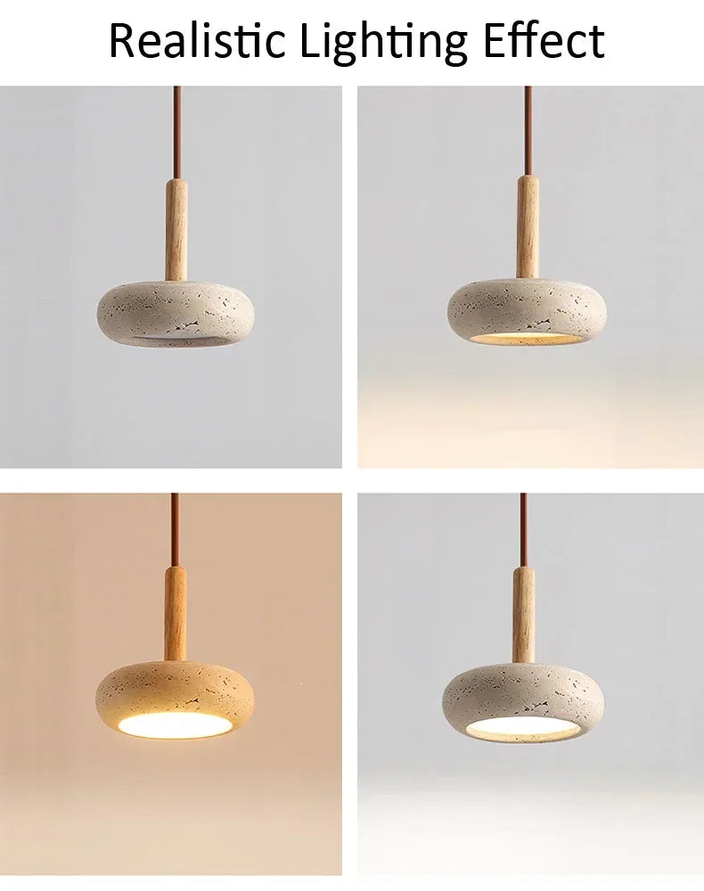Japandi LED Pendant Lamp Yellow Stone Wabi Sabi Ambient Design - Tophatter Daily Deals
