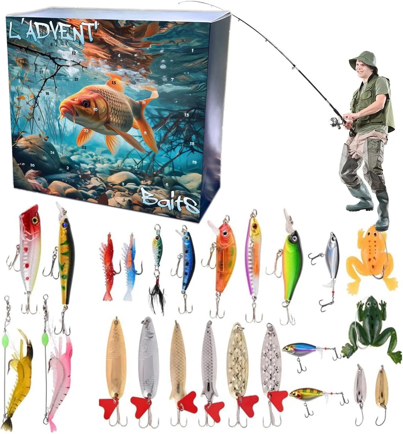 Fishing Advent Calendar 24-Day Christmas Countdown Kit - Tophatter Daily Deals