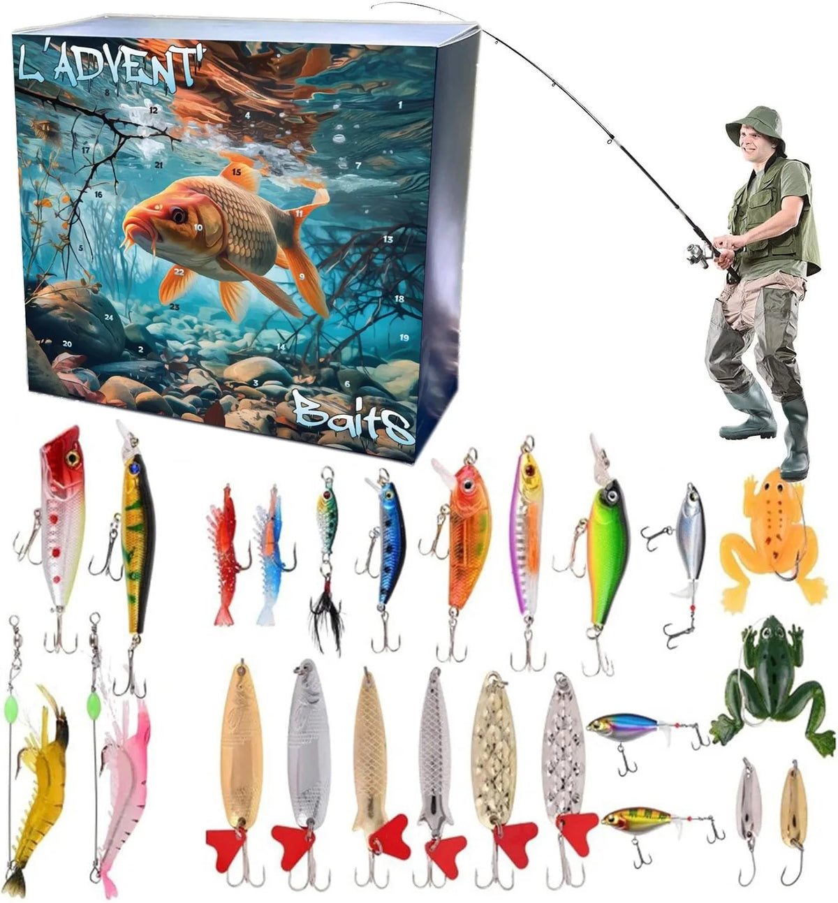 Fishing Advent Calendar 24-Day Christmas Countdown Kit - Tophatter Daily Deals