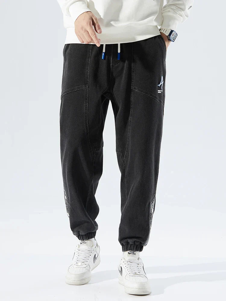 Stretchy Relaxed Men's Denim Joggers - Baggy Tapered, Denim - Tophatter Daily Deals