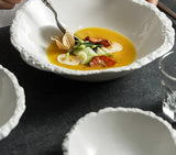 White Porcelain Rock Edge Soup Bowl Modern Tableware - Tophatter Daily Deals