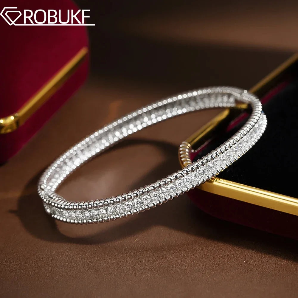 Moissanite 2mm Bracelet 18K Gold Plated Tennis Bangle - Tophatter Daily Deals