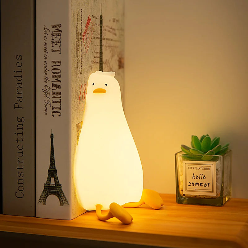 Duck Rechargeable LED Night Light Pat Silicone Lamp Bedside Nightlight Animals - Tophatter Daily Deals