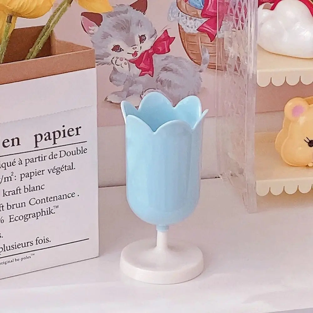 Tulip Pen Pot Holder Stationery Container Blue Flowers - Tophatter Daily Deals
