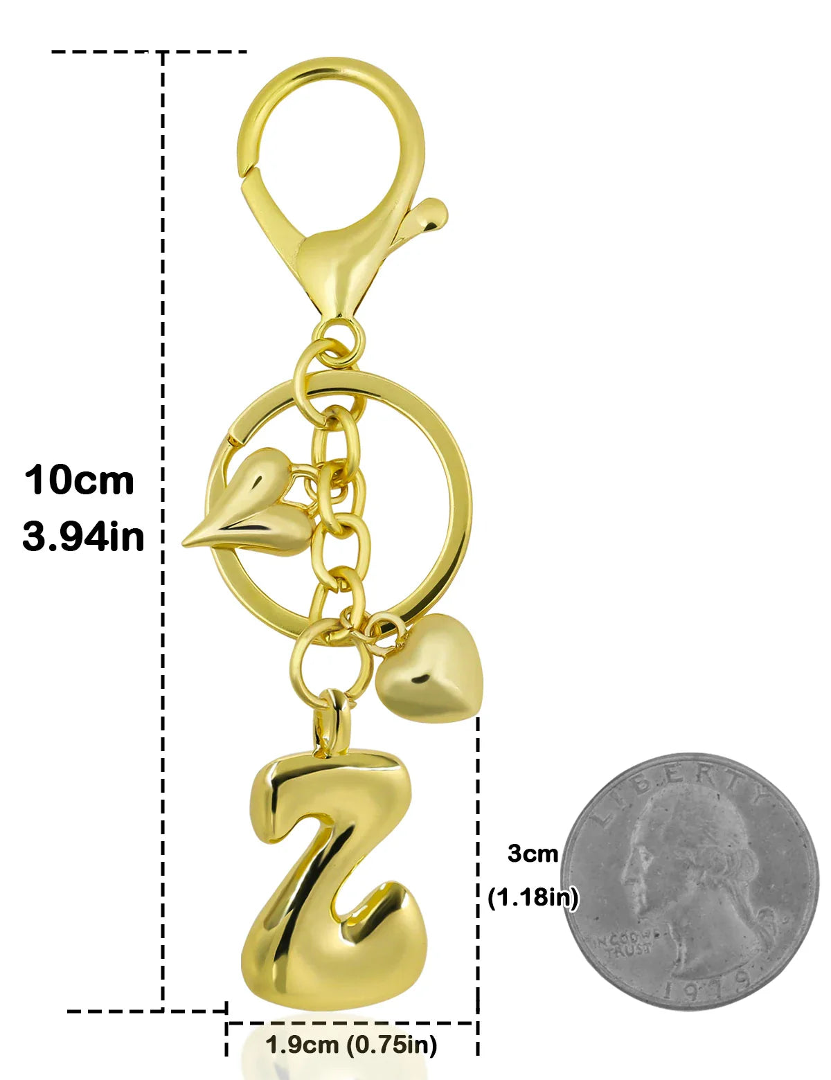 Personalized Keychain Gold Bubble Letter Bag Charm Gift Z - Tophatter Daily Deals