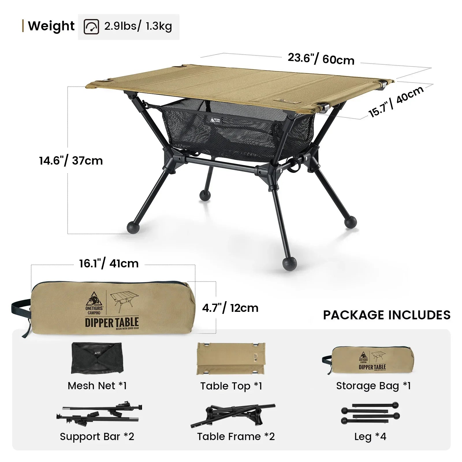 Camping Table with Mesh Storage Pouch Brown Camp Furniture - Tophatter Daily Deals