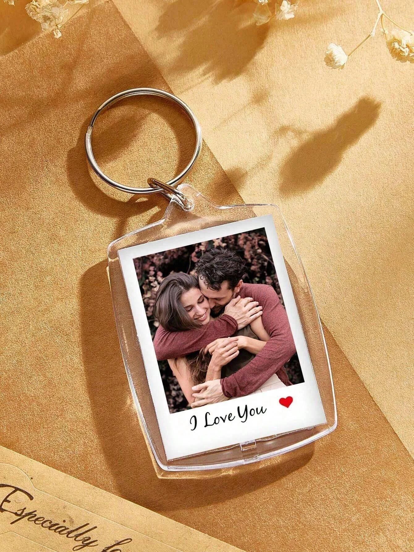 Custom Photo And Text Keychain, Personalized Acrylic Keychain, Couple Keychain, Birthday's Gift, Anniversaries, Couples Gift. - Tophatter Daily Deals