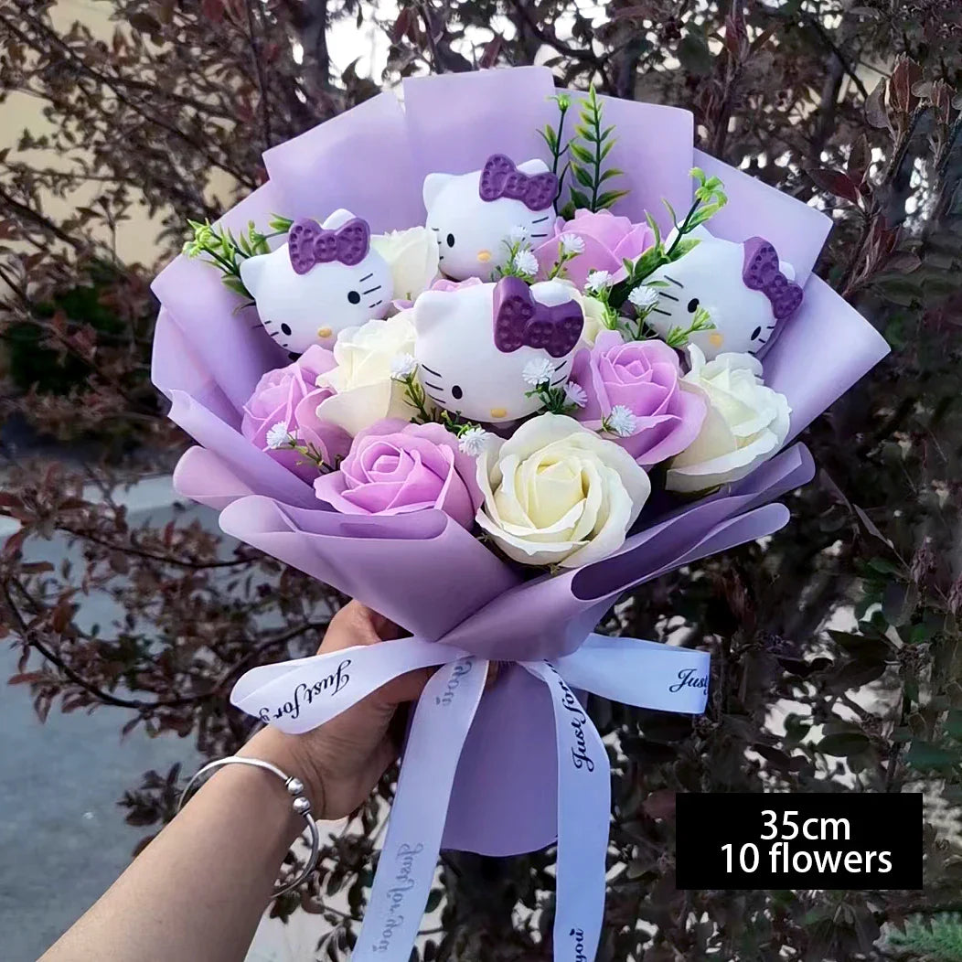 Sanrio Hello Kitty Plush Bouquet Flowers Hello Kitty (Purple) Flowers - Tophatter Daily Deals