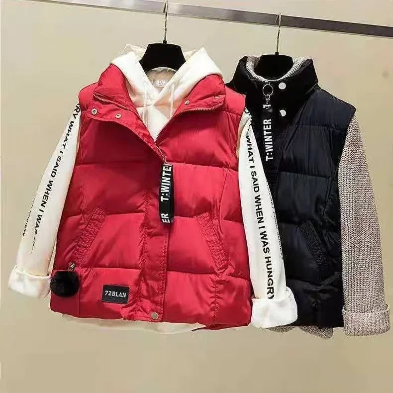 Warm Cozy Womens Puffer Vest - Boxy Short, Quilted, For Winter Red JK13 - Tophatter Daily Deals
