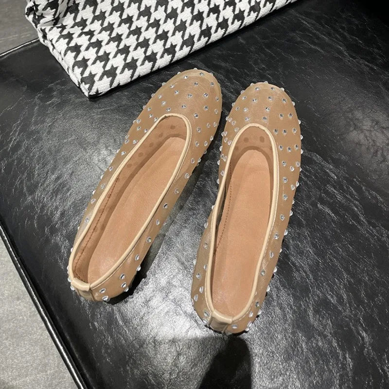 Breathable Women Ballet Flats - Mesh Crystal, Casual Walking - Tophatter Daily Deals