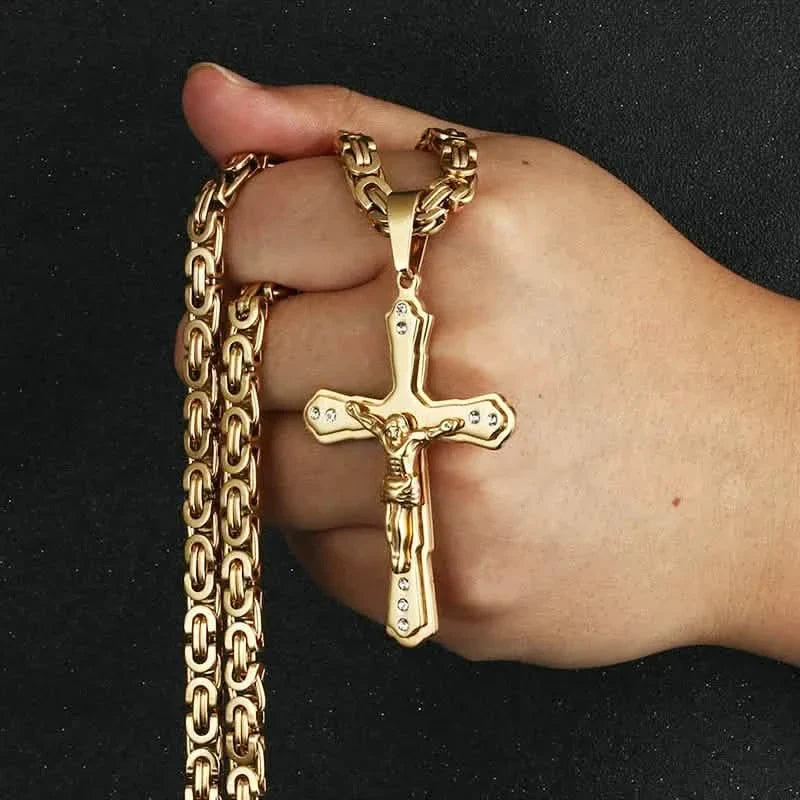 Men's Gold Cross Pendant Necklace Necklaces - Tophatter Daily Deals