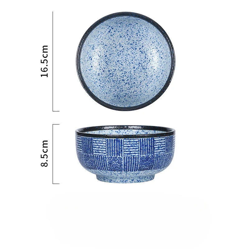 Qinghai Wave Noodle Bowl Hand Painted Vintage Ceramic Bowl Edo pattern - Tophatter Daily Deals