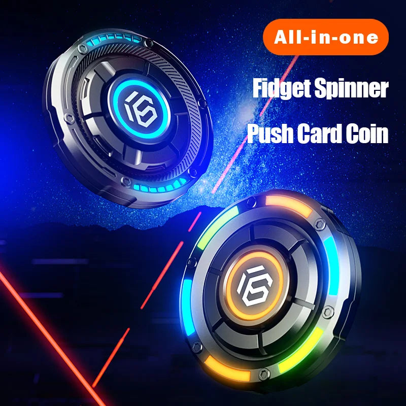 EDC Fidget Spinner Metal Luminous Push Card Coin Stress Toy - Tophatter Daily Deals