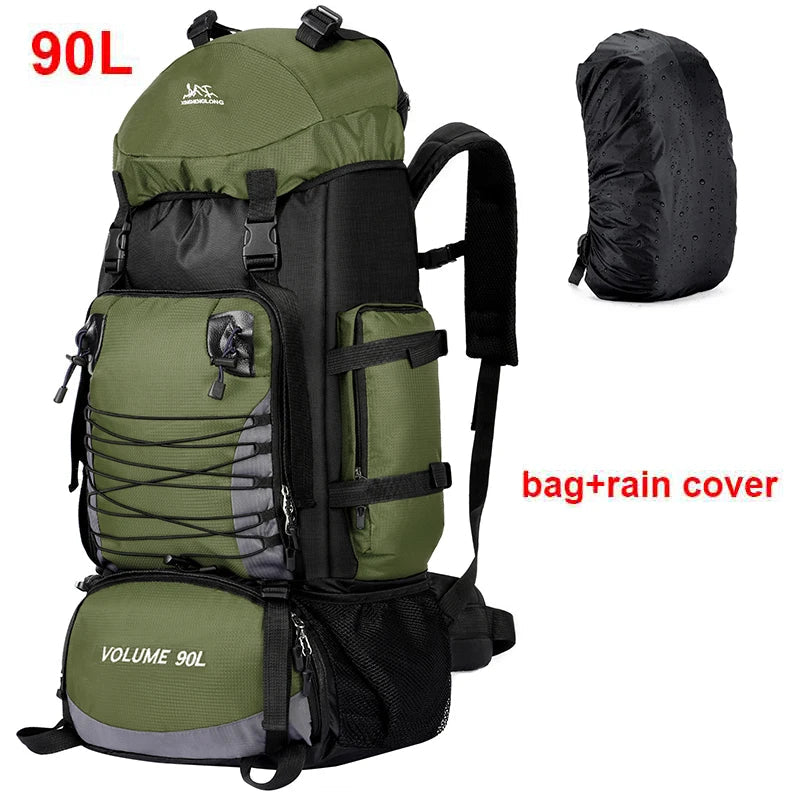 90L Tactical Camping Backpack Military-Style Green Backpacks - Tophatter Daily Deals