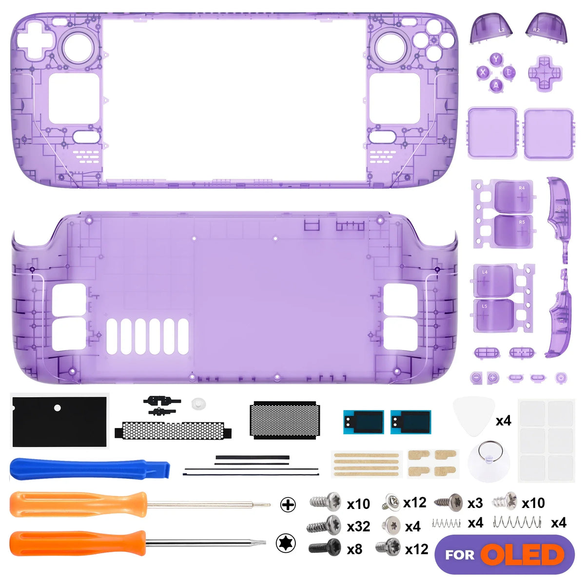 Steam Deck OLED Replacement Housing Kit Clear Shell Clear Atomic Purple - Tophatter Daily Deals