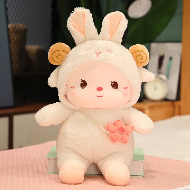 Rabbit Cosplaying Pig, Elephant, Sheep Plush White Animals - Tophatter Daily Deals