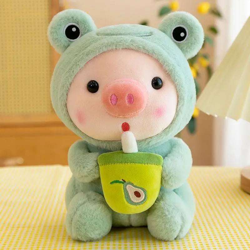 Bubble Tea Pig Plush Green Frog Animals - Tophatter Daily Deals