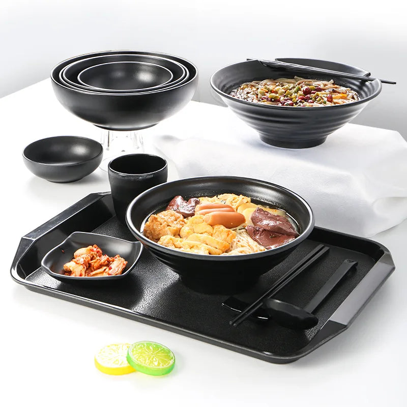 Ramen Bowl Black Plastic Japanese Style Noodle Bowl - Tophatter Daily Deals