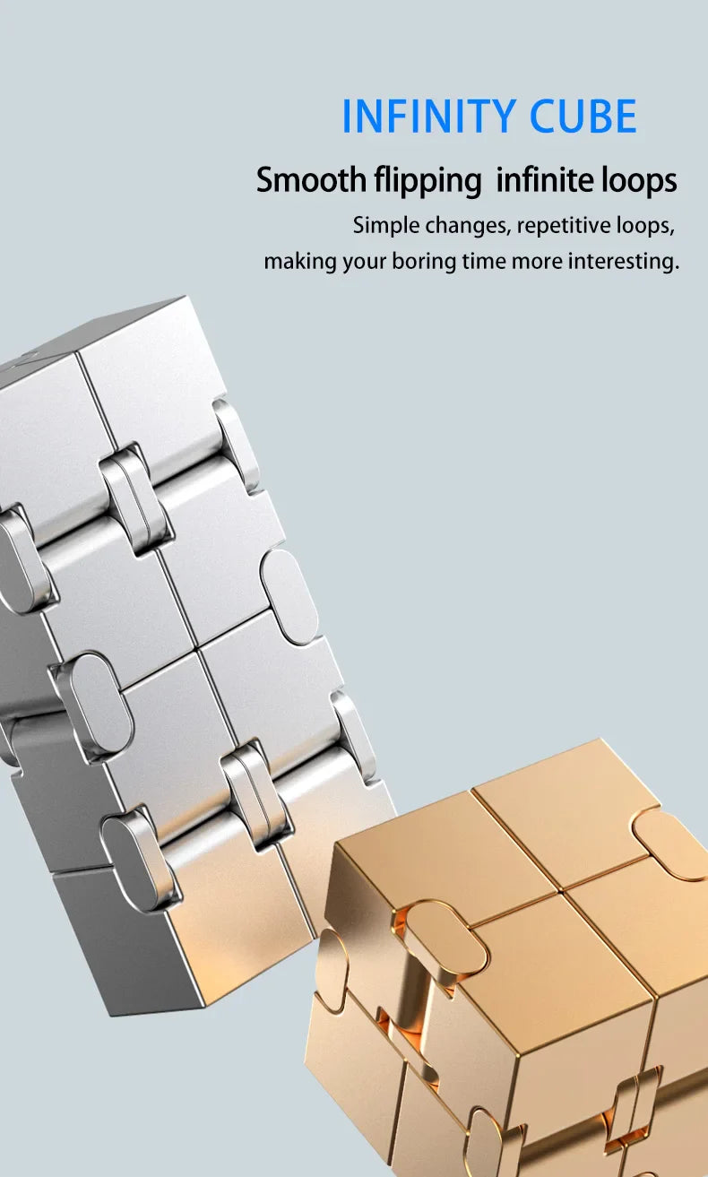 Metal Magic Cube Stress Relief Toy Portable Puzzle Focus - Tophatter Daily Deals