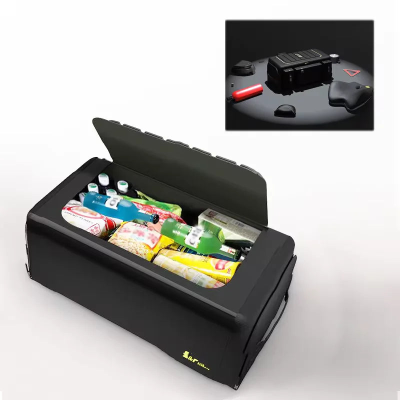 70L Foldable Storage Organizer with Lid Box Black Camp Furniture - Tophatter Daily Deals