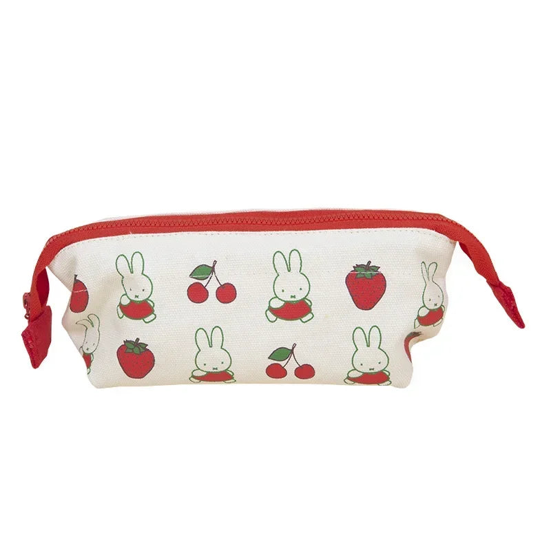 Miffy Strawberries Canvas Pencil/Cosmetic Case Strawberries & Cherries Pattern Animals - Tophatter Daily Deals