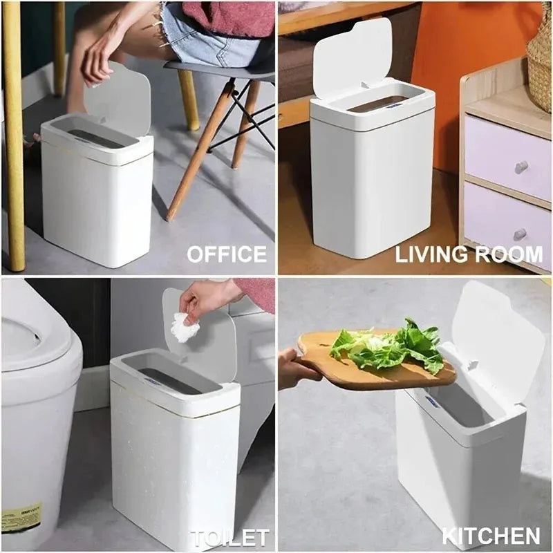 Touchless Smart Sensor Trash Can 15L Waterproof Automatic - Tophatter Daily Deals